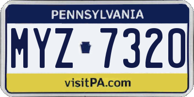 PA license plate MYZ7320
