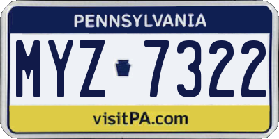 PA license plate MYZ7322