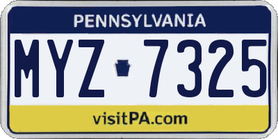 PA license plate MYZ7325