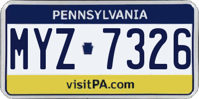 PA license plate MYZ7326