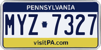 PA license plate MYZ7327