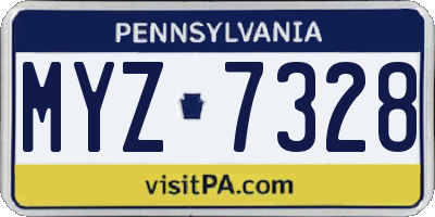 PA license plate MYZ7328