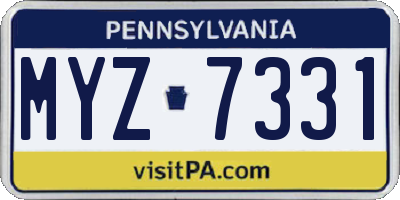 PA license plate MYZ7331