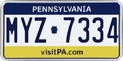 PA license plate MYZ7334