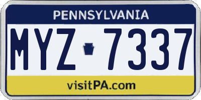 PA license plate MYZ7337
