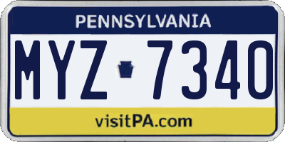 PA license plate MYZ7340