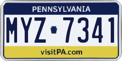 PA license plate MYZ7341