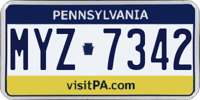 PA license plate MYZ7342