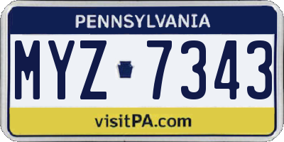 PA license plate MYZ7343