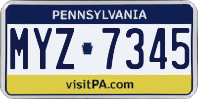 PA license plate MYZ7345