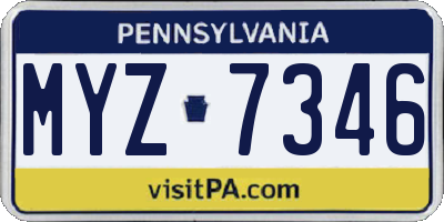 PA license plate MYZ7346