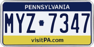 PA license plate MYZ7347