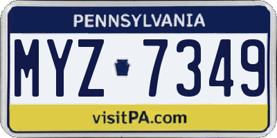 PA license plate MYZ7349