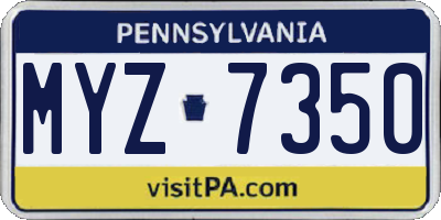 PA license plate MYZ7350