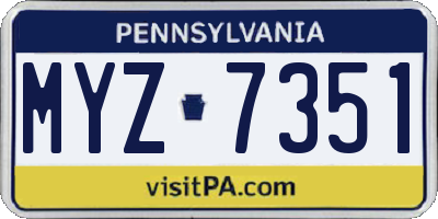 PA license plate MYZ7351