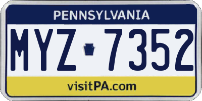PA license plate MYZ7352
