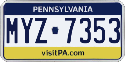 PA license plate MYZ7353