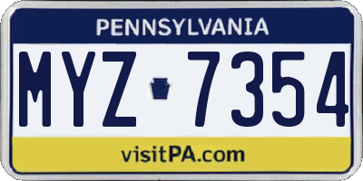 PA license plate MYZ7354