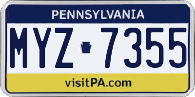 PA license plate MYZ7355