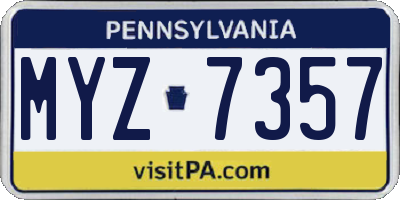 PA license plate MYZ7357