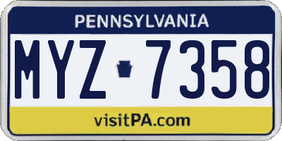 PA license plate MYZ7358