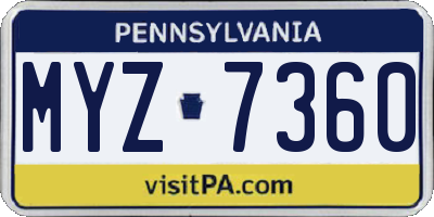 PA license plate MYZ7360