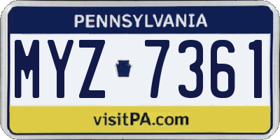 PA license plate MYZ7361