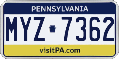 PA license plate MYZ7362