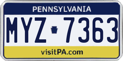 PA license plate MYZ7363