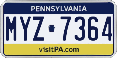 PA license plate MYZ7364