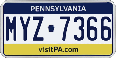 PA license plate MYZ7366