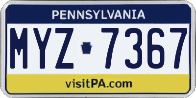PA license plate MYZ7367