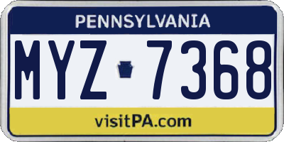 PA license plate MYZ7368