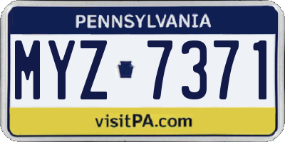 PA license plate MYZ7371