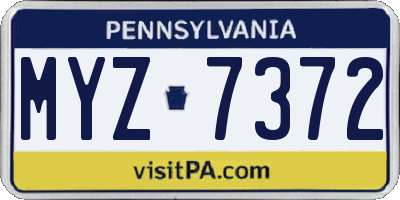 PA license plate MYZ7372