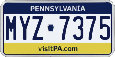 PA license plate MYZ7375