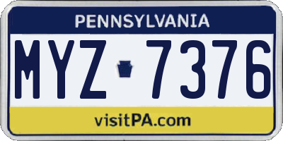 PA license plate MYZ7376