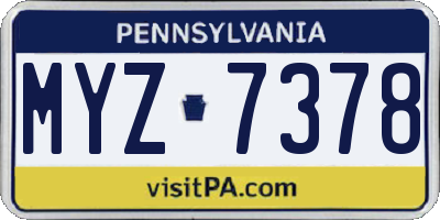 PA license plate MYZ7378