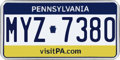 PA license plate MYZ7380