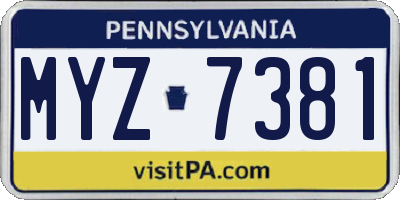PA license plate MYZ7381