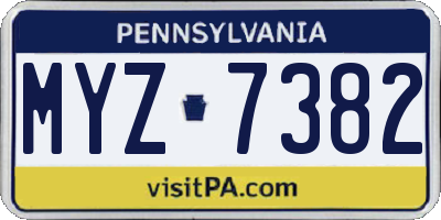 PA license plate MYZ7382