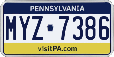 PA license plate MYZ7386