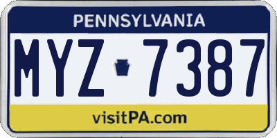 PA license plate MYZ7387