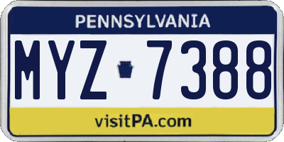 PA license plate MYZ7388