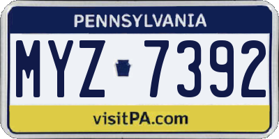 PA license plate MYZ7392
