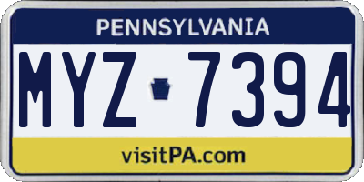 PA license plate MYZ7394
