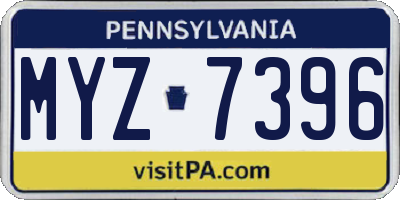 PA license plate MYZ7396