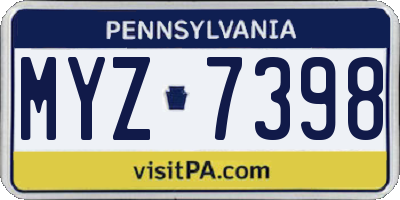 PA license plate MYZ7398