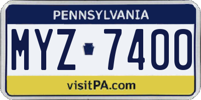PA license plate MYZ7400