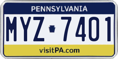 PA license plate MYZ7401